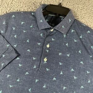 Johnnie-O Top Shelf Shirt Men's M Blue Margaritas‎ All Over Print Golf Polo